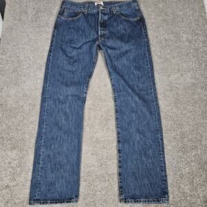 Levis 501 Jeans Mens 36X34 Blue Straight Button Fly Iconic Retro Minimalist
